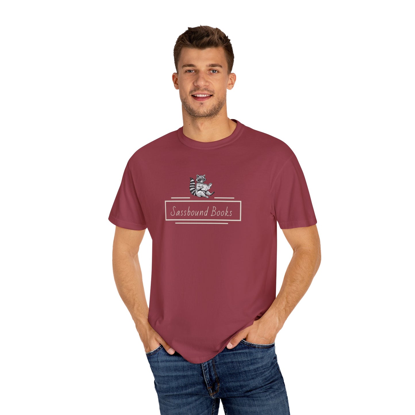 Sassbound Books Unisex T-shirt w/ White Logo - Perfect for Cat Lovers and Bookworms