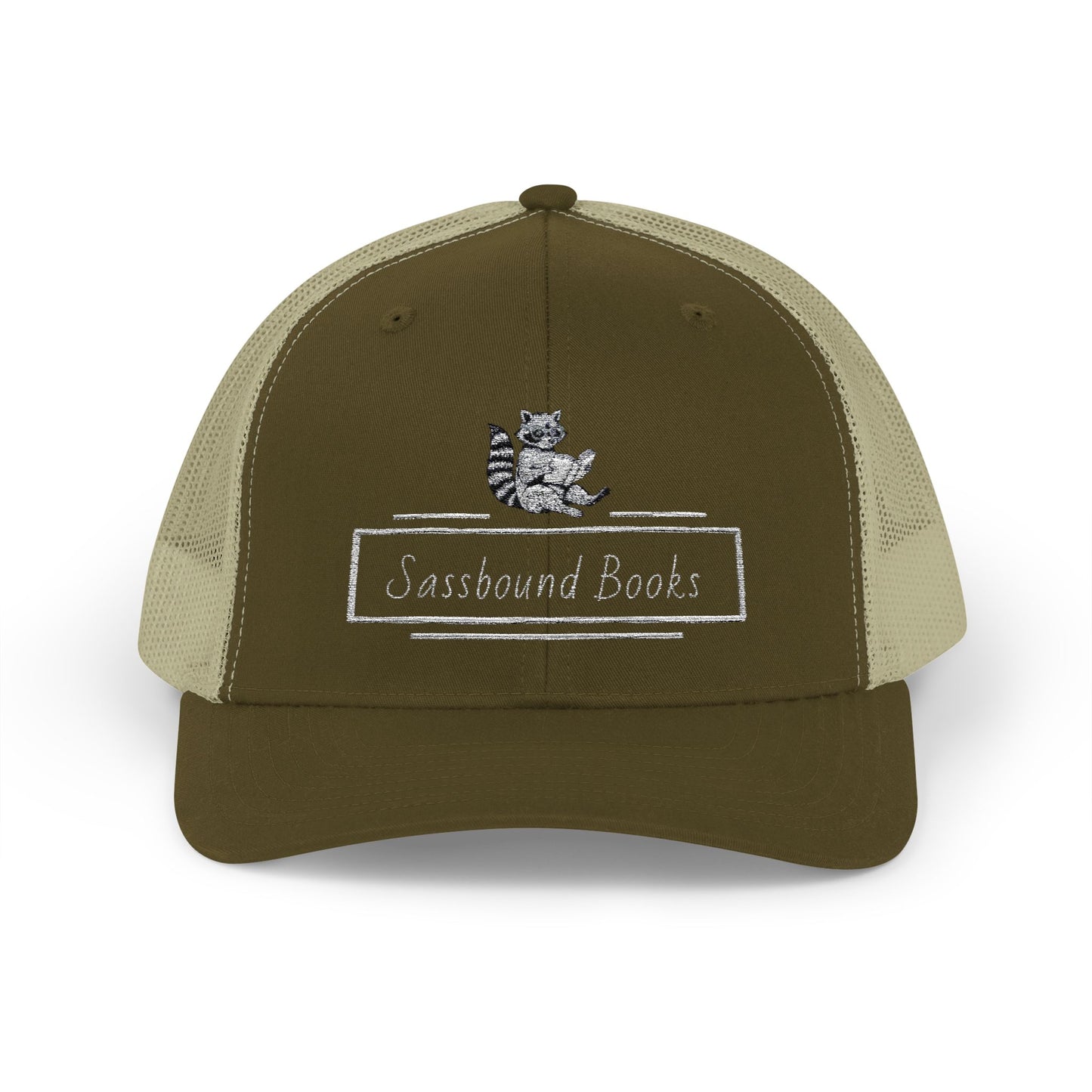 Sassbound Books Snapback Trucker Cap - Fun Raccoon Design for Book Lovers