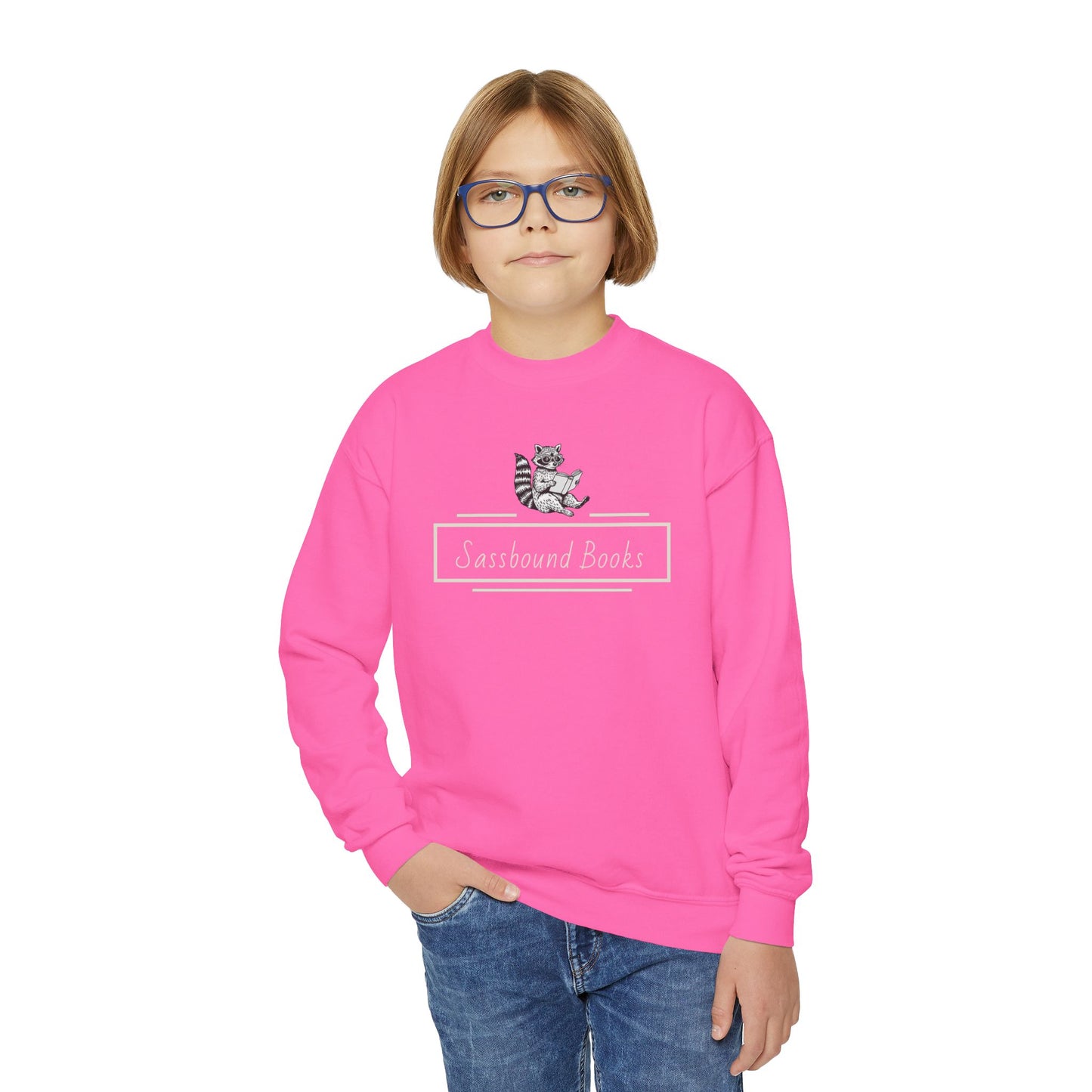 Sassbound Books Youth Crewneck Sweatshirt - Cozy & Playful Gift for Young Readers