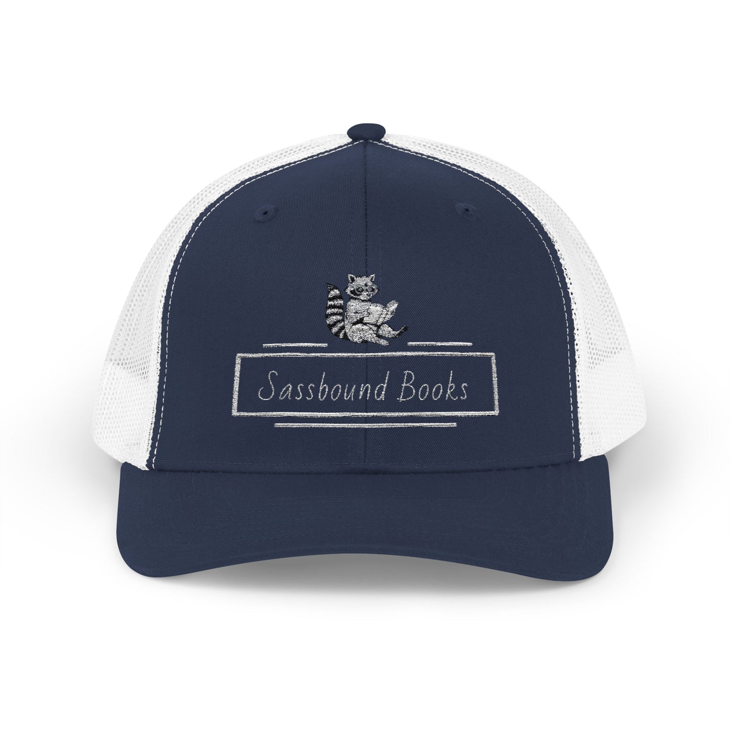 Sassbound Books Snapback Trucker Cap - Fun Raccoon Design for Book Lovers
