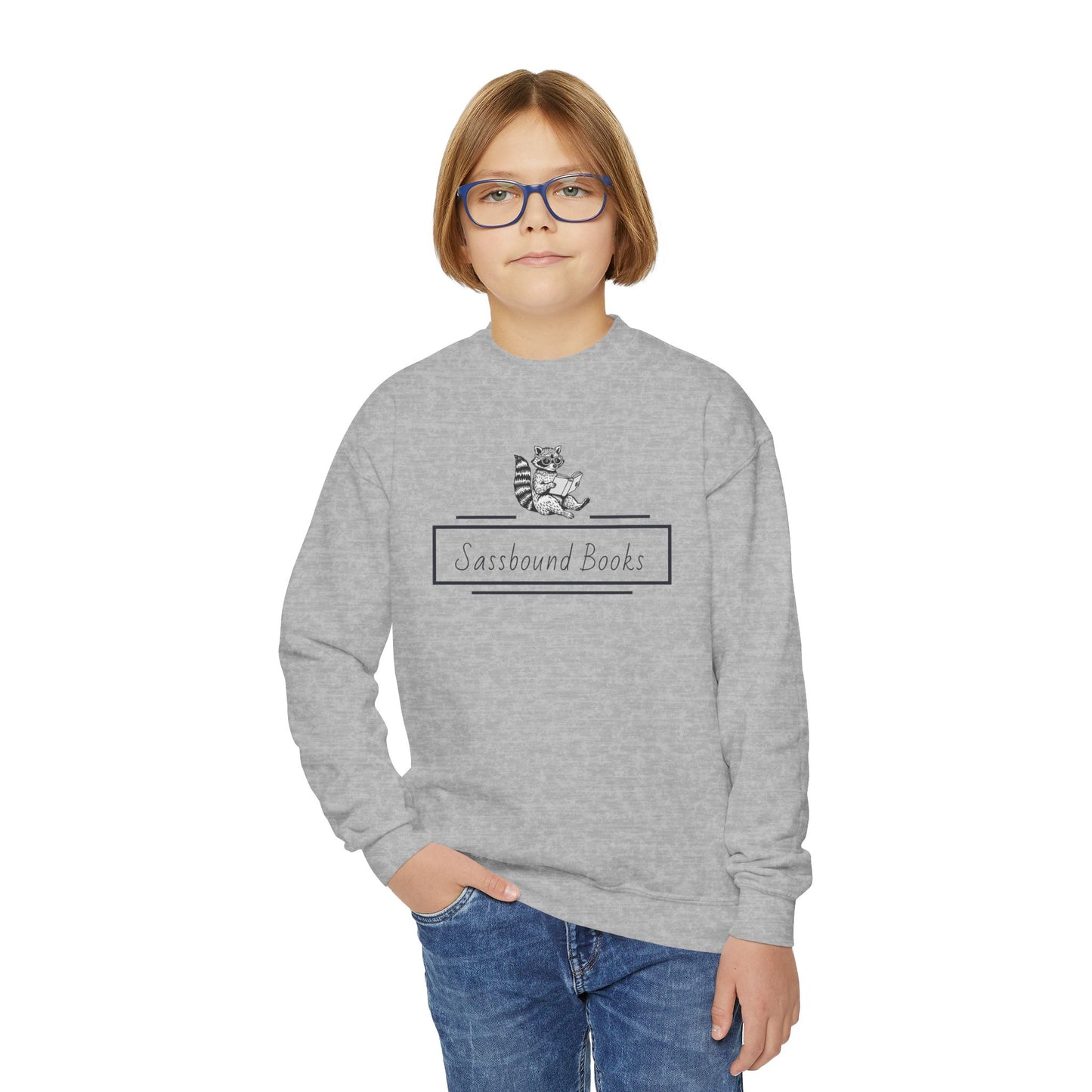 Sassbound Books Youth Crewneck Sweatshirt - Cozy Literary Apparel for Book Lovers