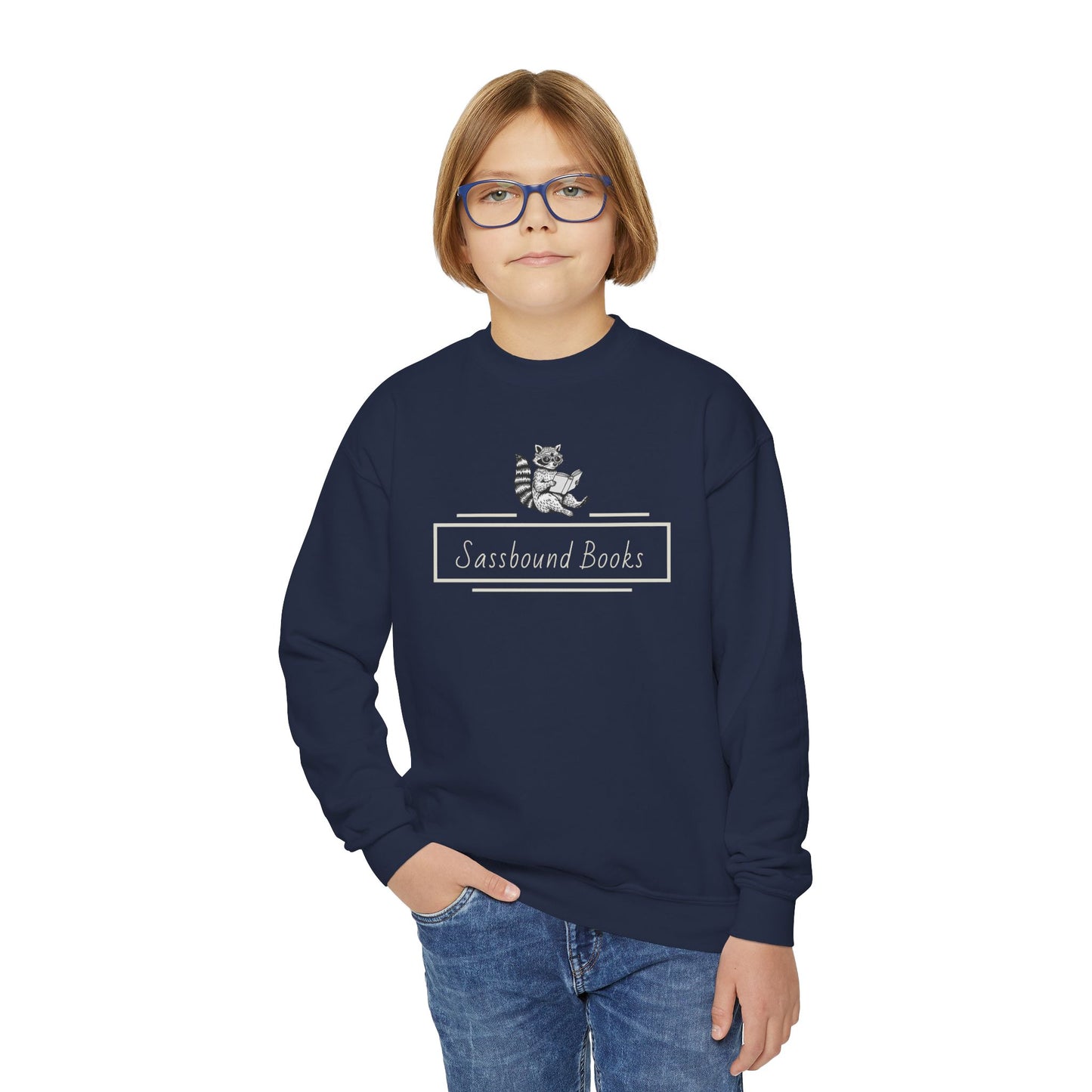 Sassbound Books Youth Crewneck Sweatshirt - Cozy & Playful Gift for Young Readers