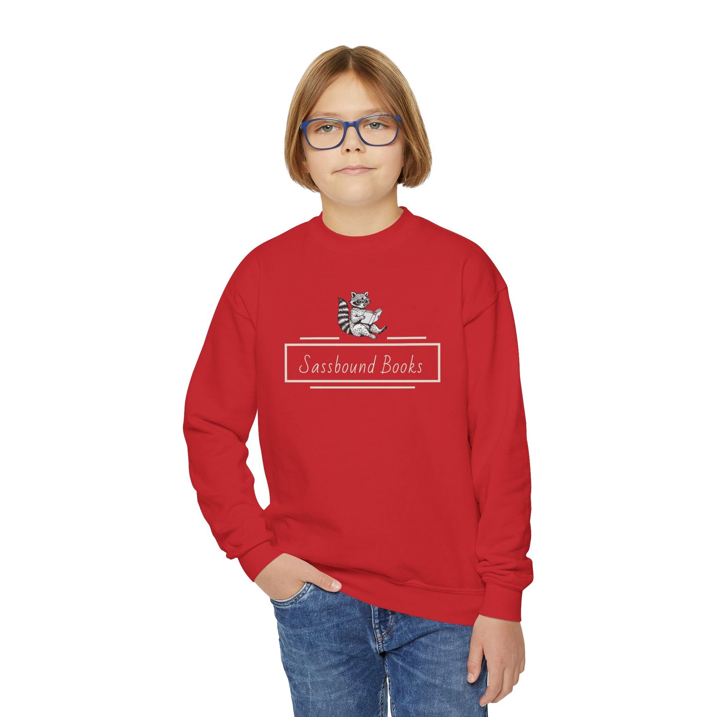 Sassbound Books Youth Crewneck Sweatshirt - Cozy & Playful Gift for Young Readers