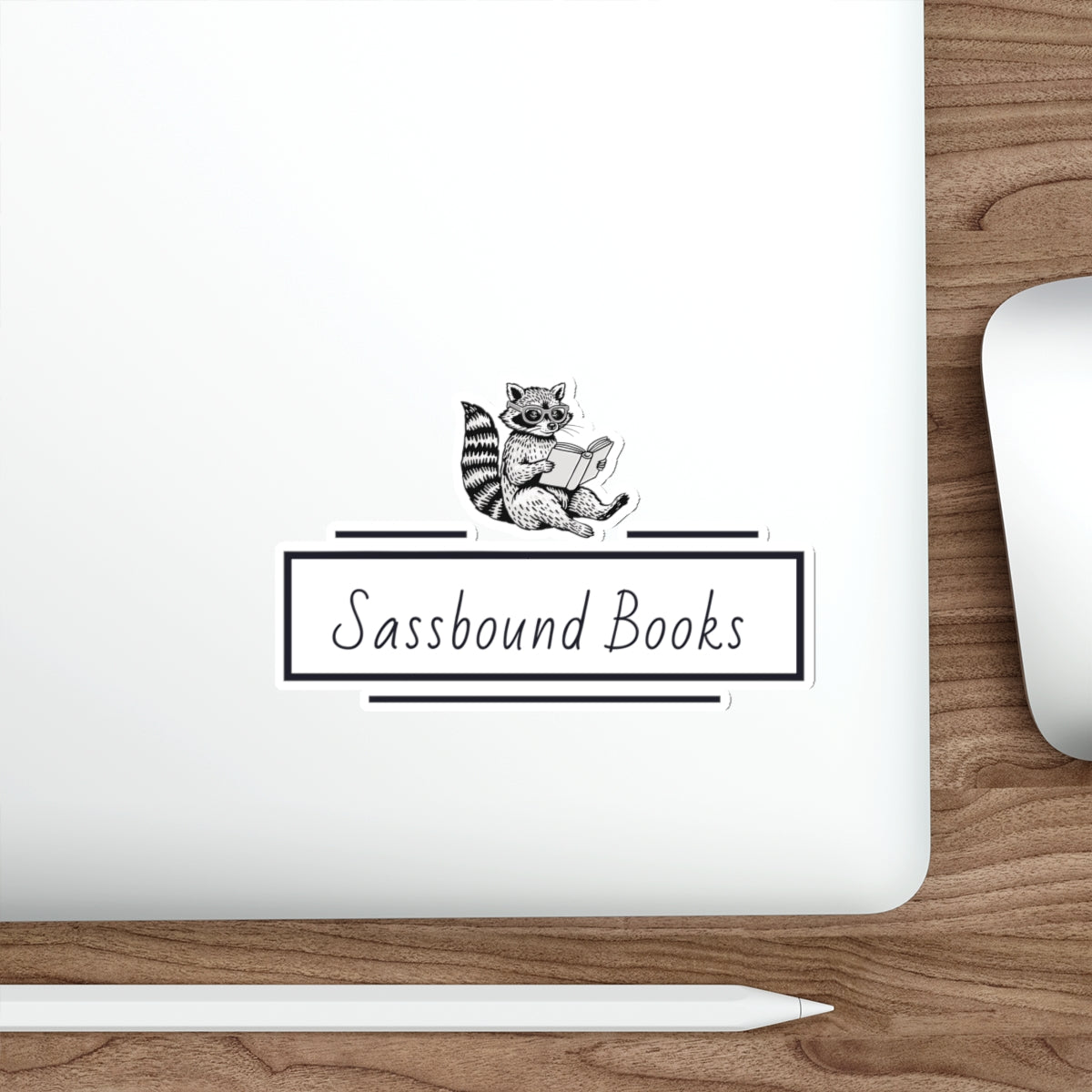 Sassbound Books Die-Cut Stickers | Cute Raccoon Design | Perfect for Laptops & Journals