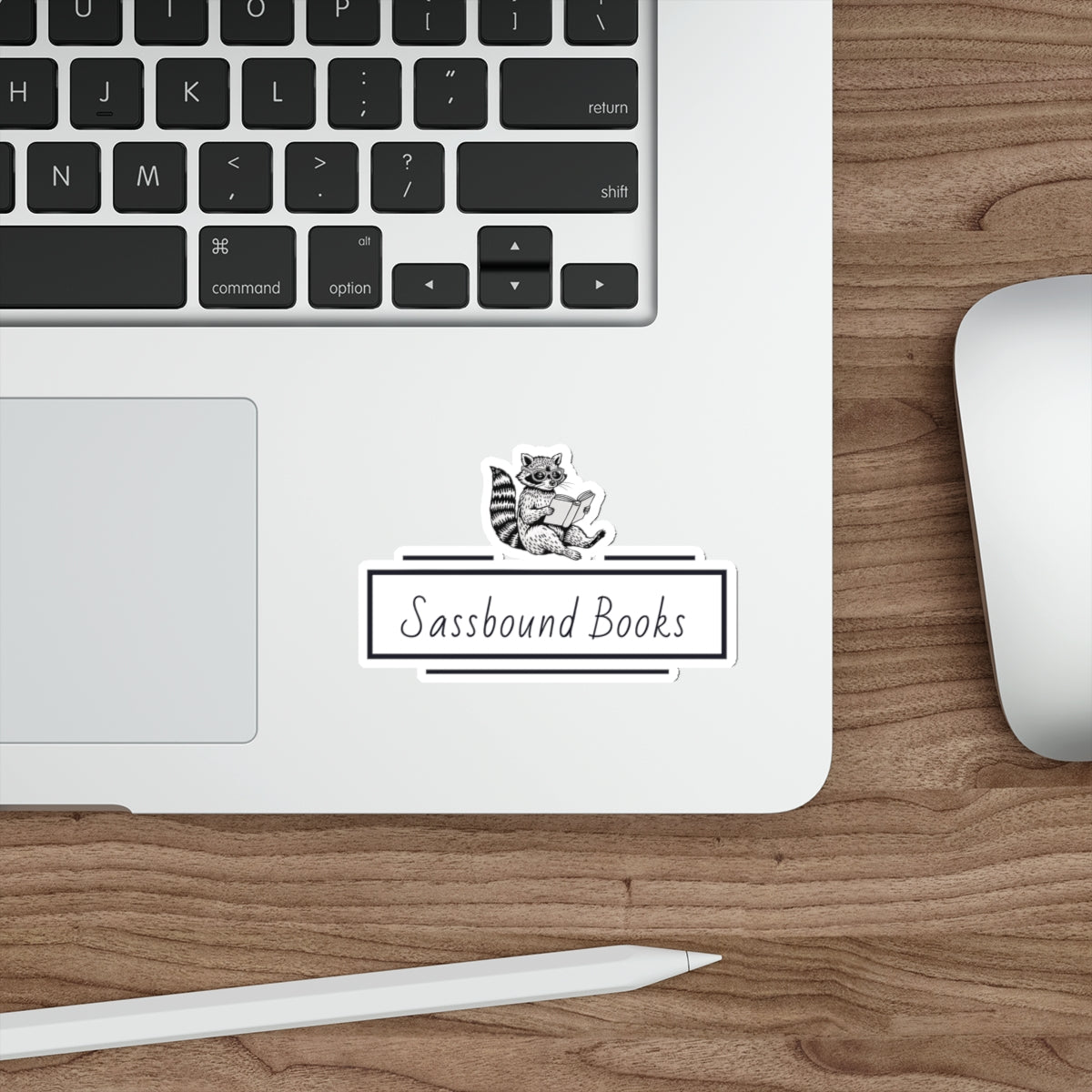 Sassbound Books Die-Cut Stickers | Cute Raccoon Design | Perfect for Laptops & Journals