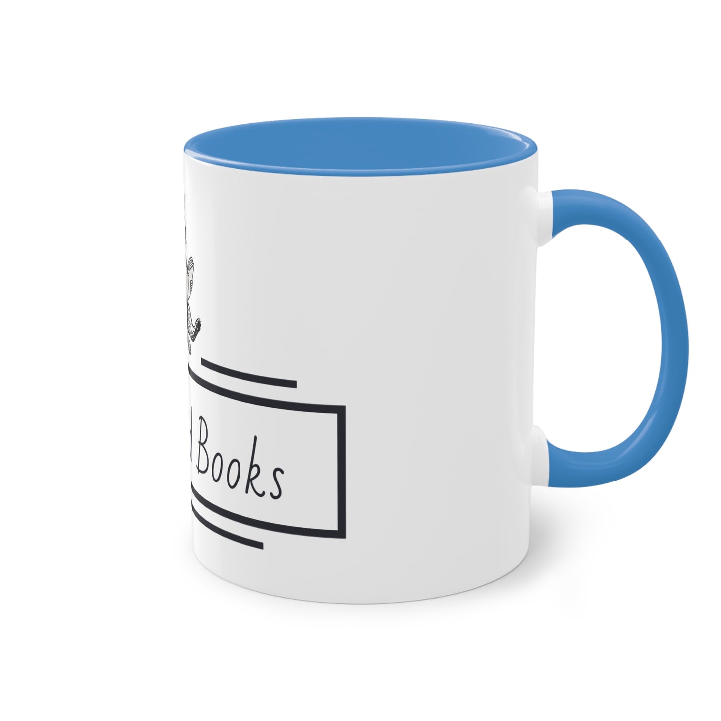 Sassbound Books Two-Tone Coffee Mug - 11oz Reading Raccoon Design