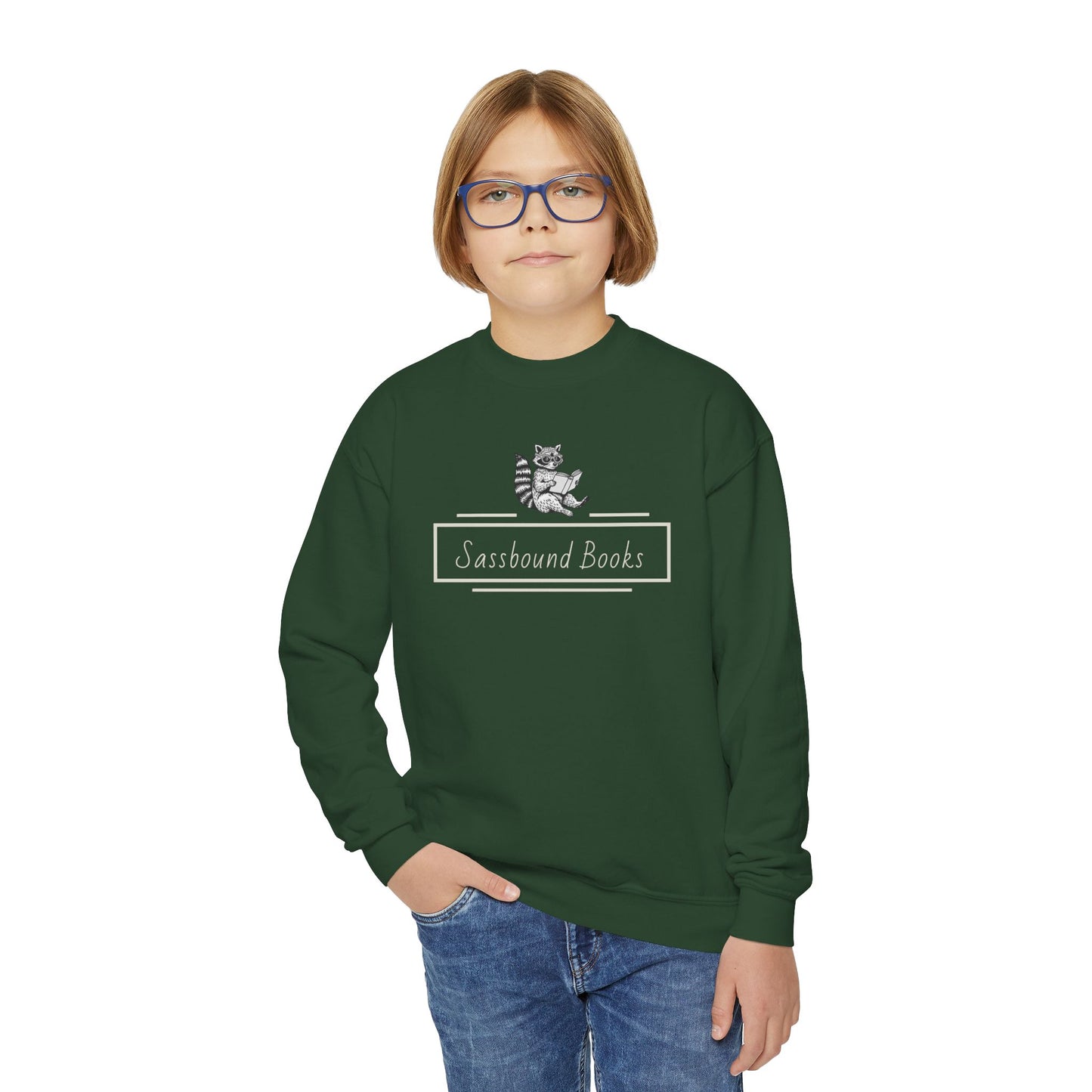 Sassbound Books Youth Crewneck Sweatshirt - Cozy & Playful Gift for Young Readers