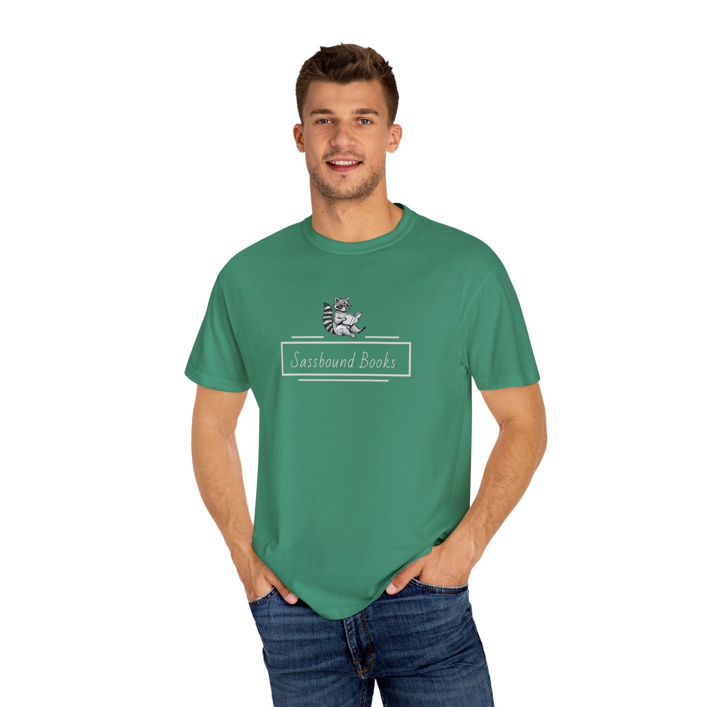 Sassbound Books Unisex T-shirt w/ White Logo - Perfect for Cat Lovers and Bookworms
