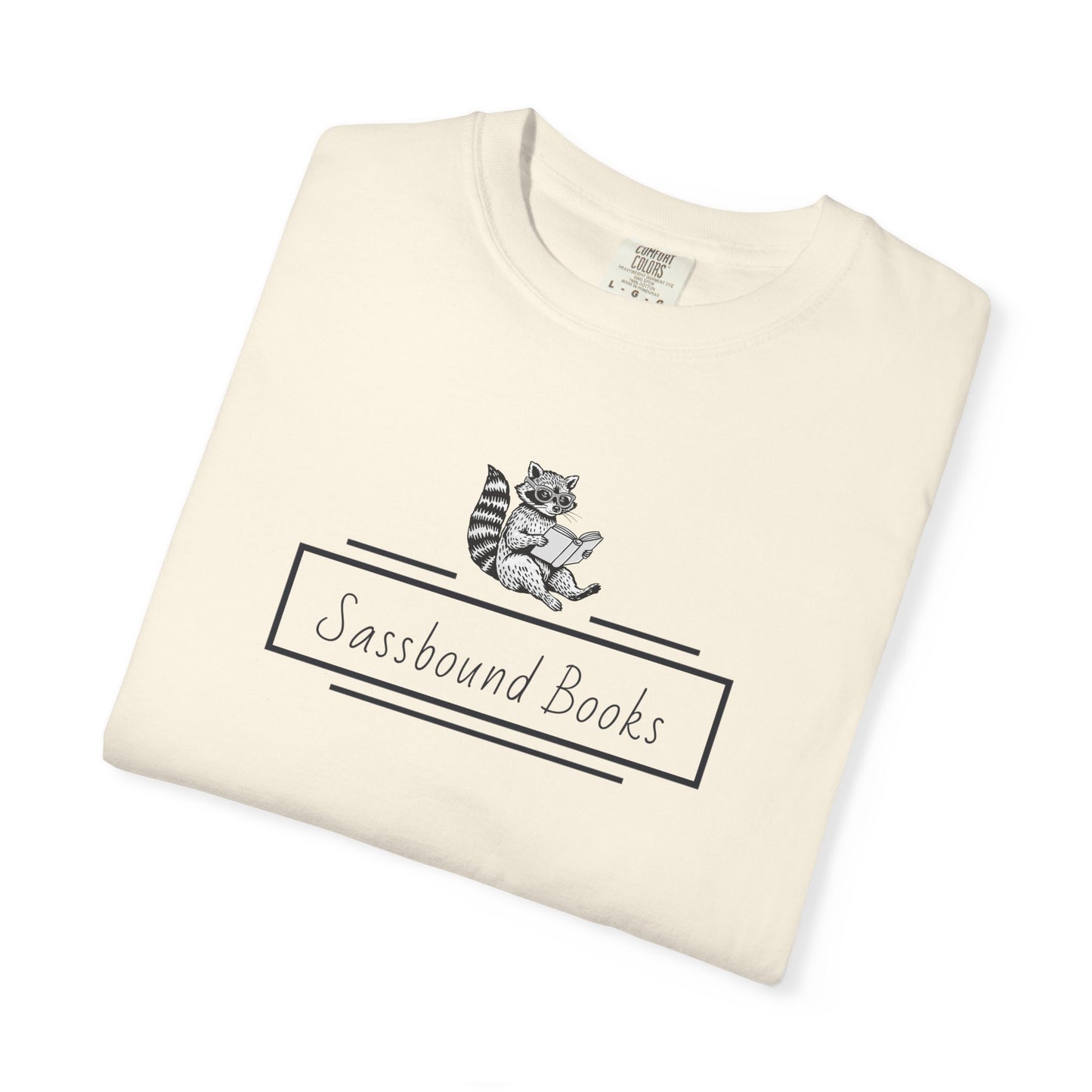 Sassbound Books Unisex T-shirt w/ Black Logo - Perfect for Cat Lovers and Bookworms