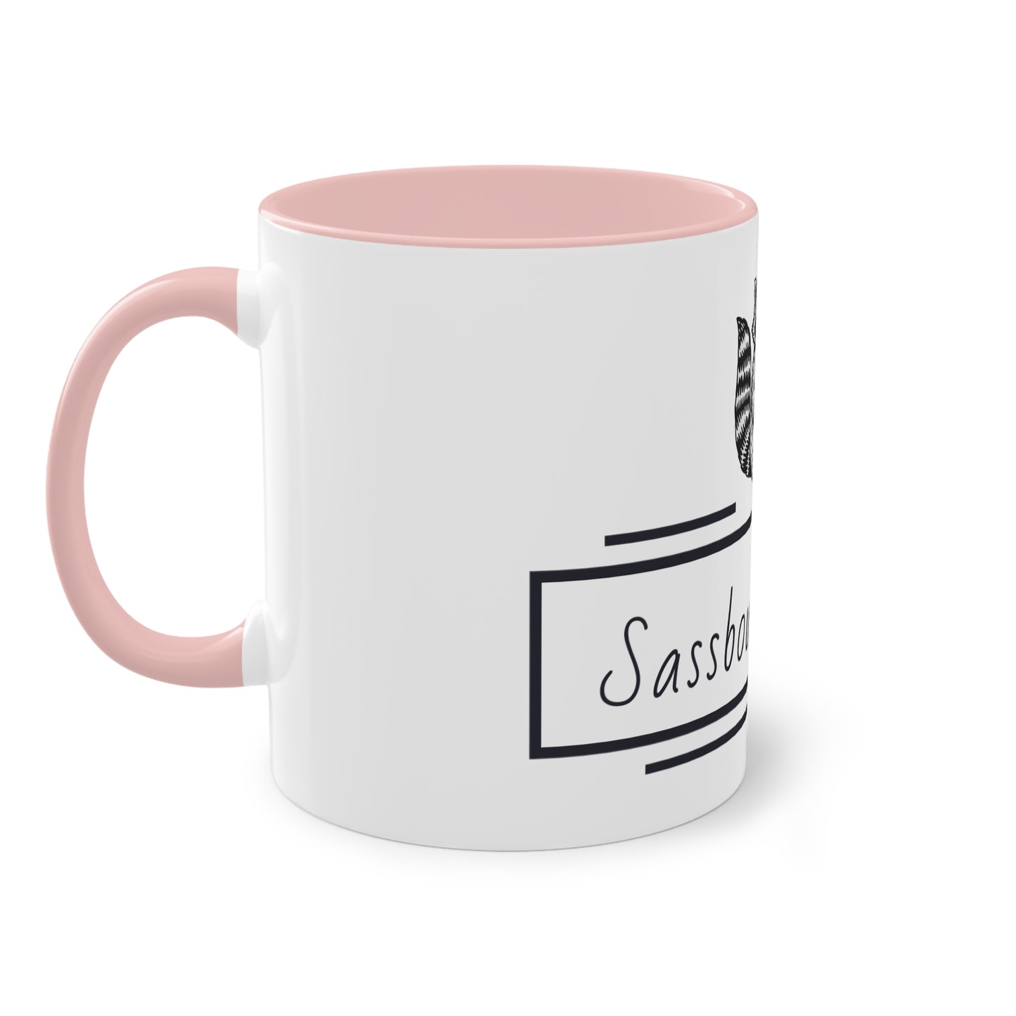 Sassbound Books Two-Tone Coffee Mug - 11oz Reading Raccoon Design