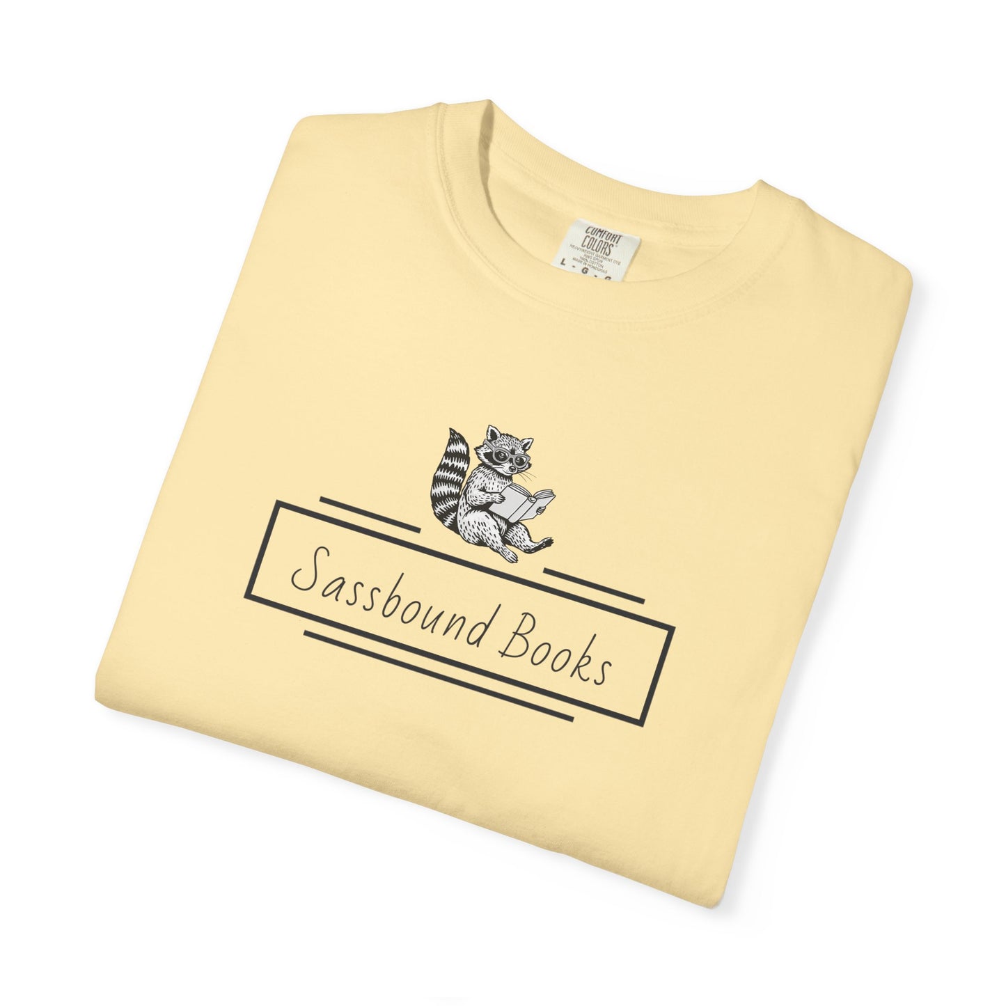 Sassbound Books Unisex T-shirt w/ Black Logo - Perfect for Cat Lovers and Bookworms