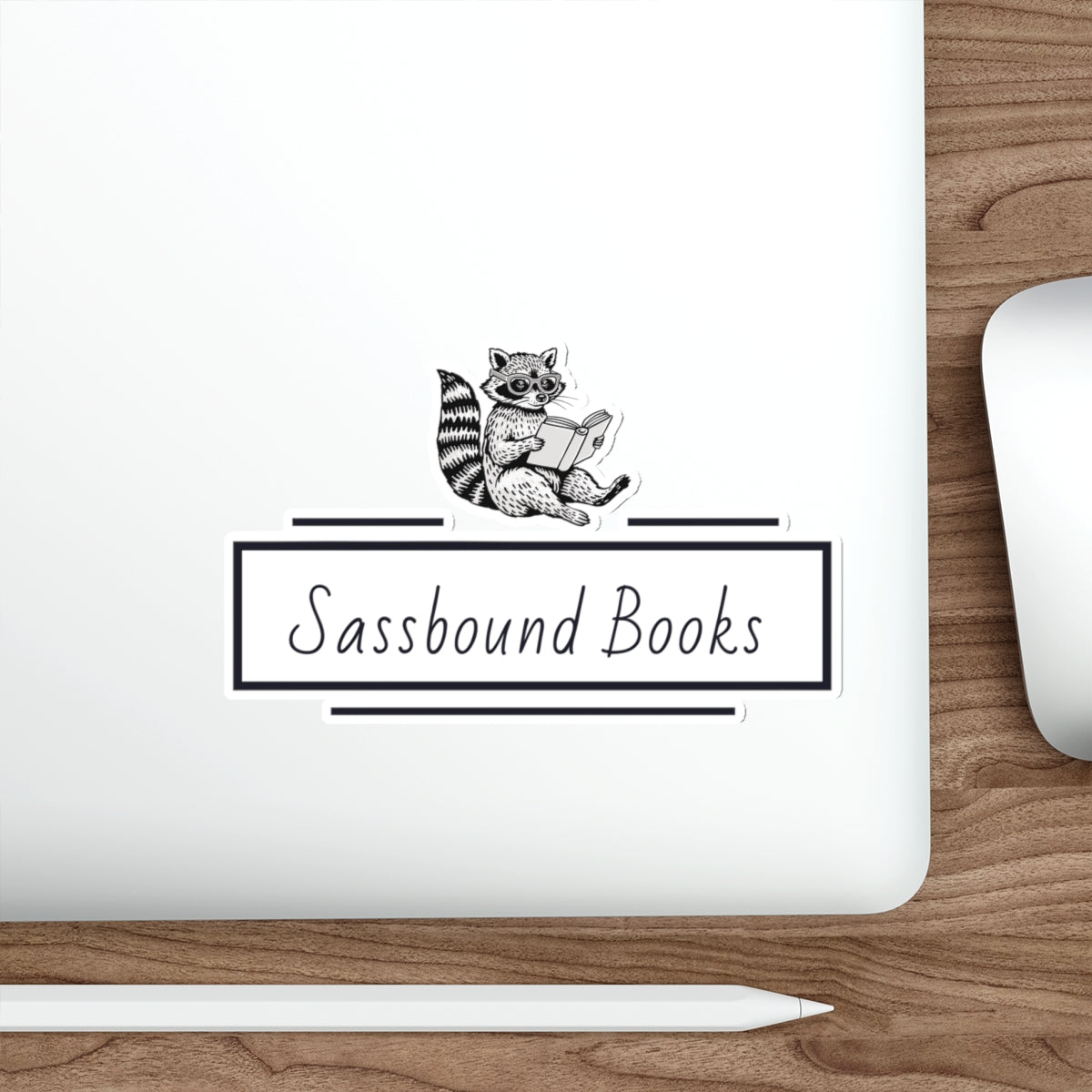 Sassbound Books Die-Cut Stickers | Cute Raccoon Design | Perfect for Laptops & Journals