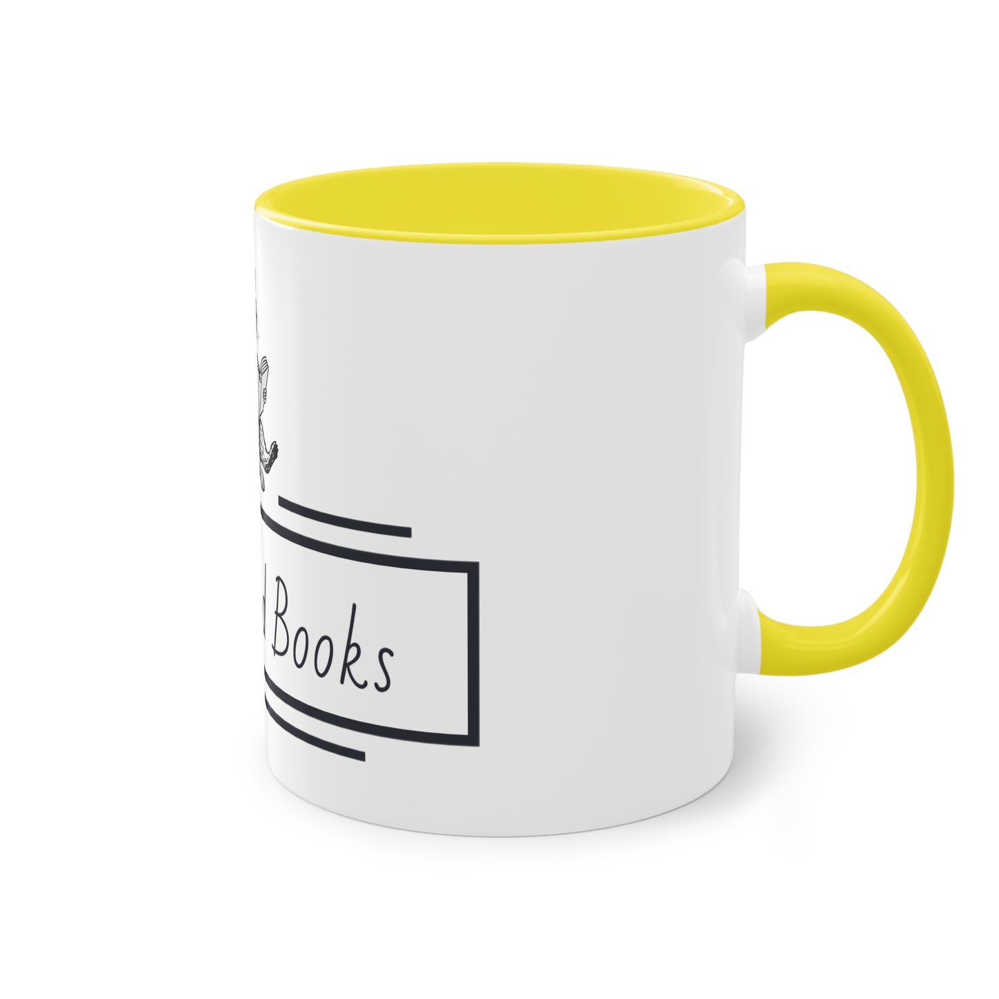 Sassbound Books Two-Tone Coffee Mug - 11oz Reading Raccoon Design