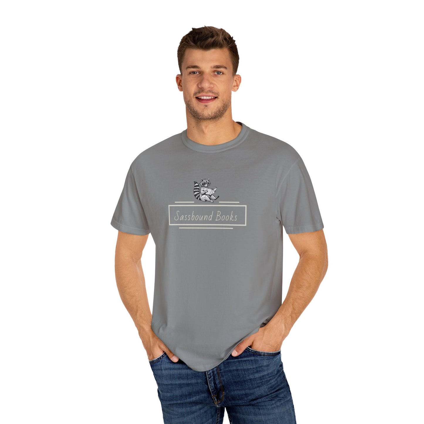 Sassbound Books Unisex T-shirt w/ White Logo - Perfect for Cat Lovers and Bookworms