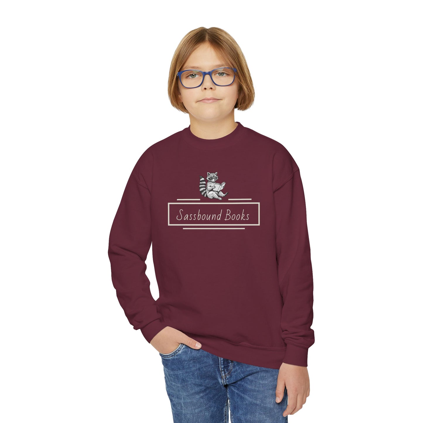 Sassbound Books Youth Crewneck Sweatshirt - Cozy & Playful Gift for Young Readers