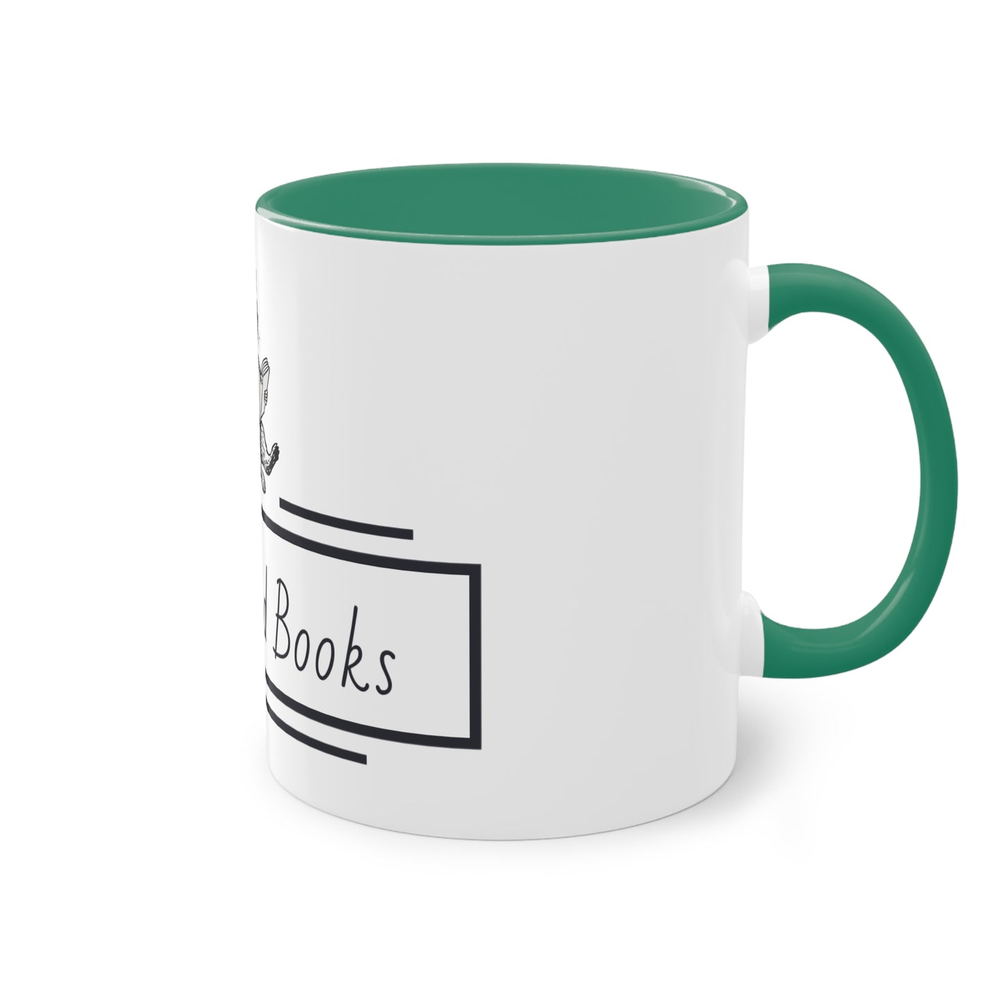 Sassbound Books Two-Tone Coffee Mug - 11oz Reading Raccoon Design