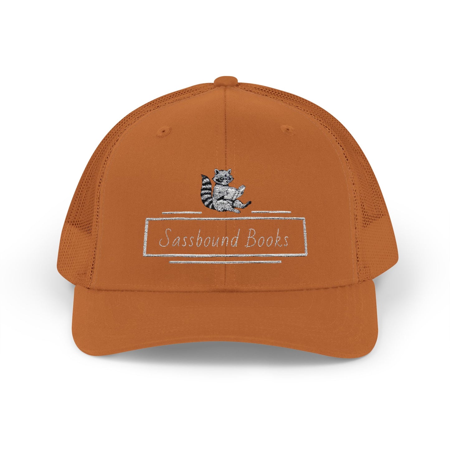 Sassbound Books Snapback Trucker Cap - Fun Raccoon Design for Book Lovers