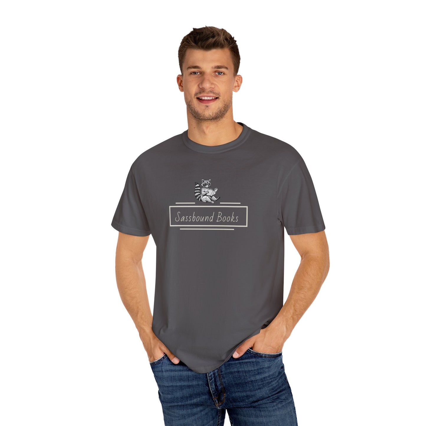 Sassbound Books Unisex T-shirt w/ White Logo - Perfect for Cat Lovers and Bookworms