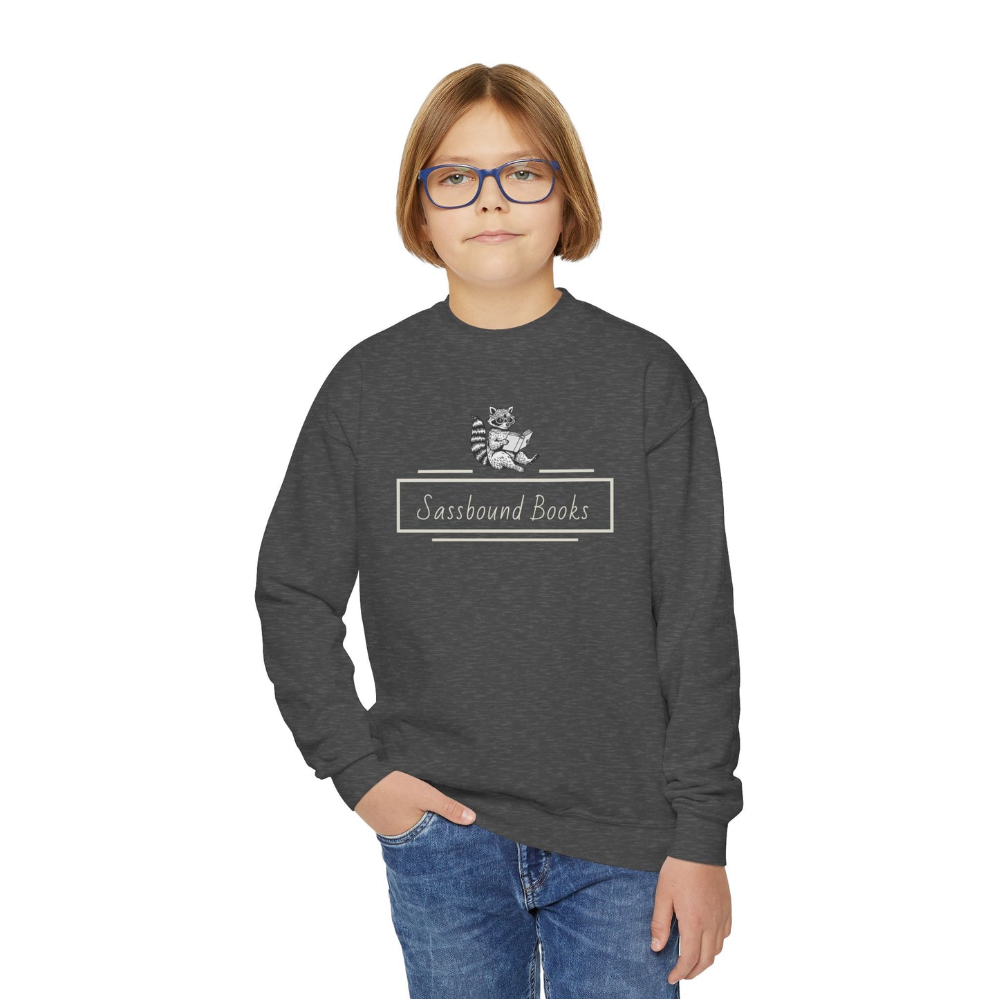 Sassbound Books Youth Crewneck Sweatshirt - Cozy & Playful Gift for Young Readers