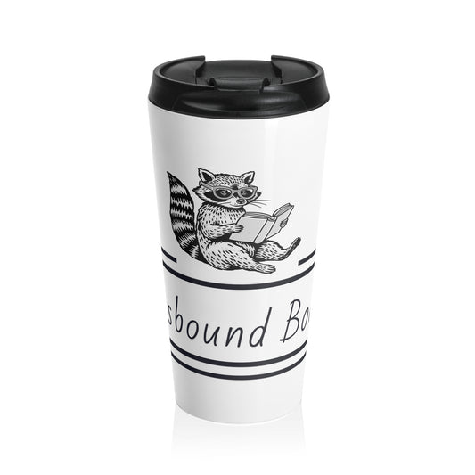 Raccoon Reading Stainless Steel Travel Mug - Perfect Gift for Book Lovers
