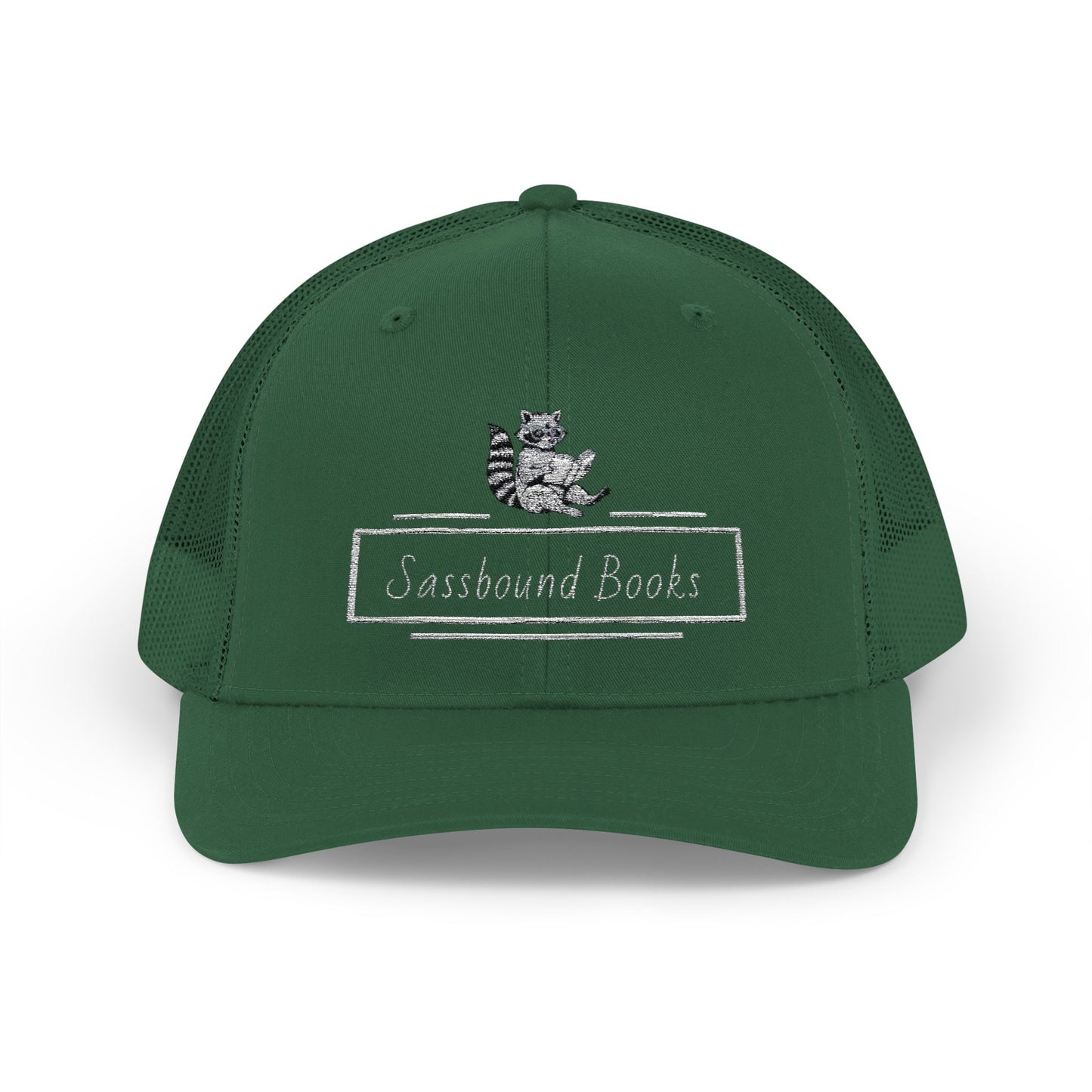 Sassbound Books Snapback Trucker Cap - Fun Raccoon Design for Book Lovers