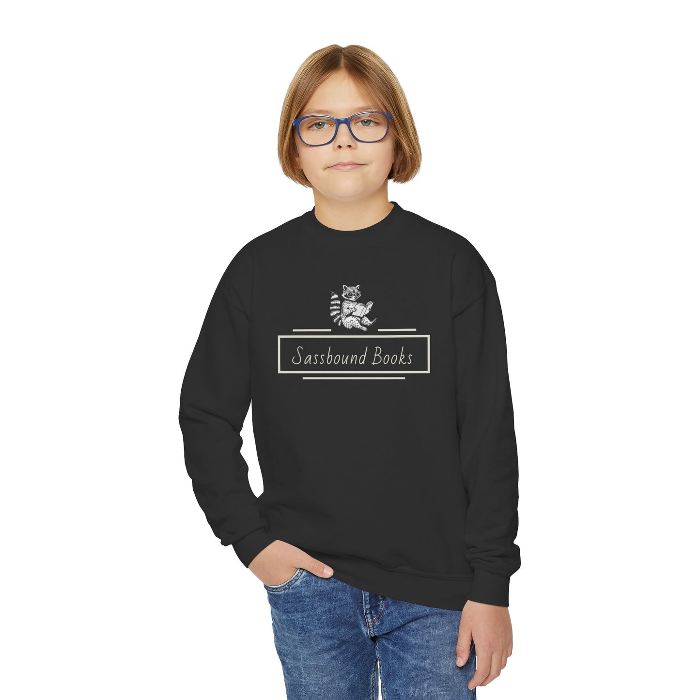 Sassbound Books Youth Crewneck Sweatshirt - Cozy & Playful Gift for Young Readers