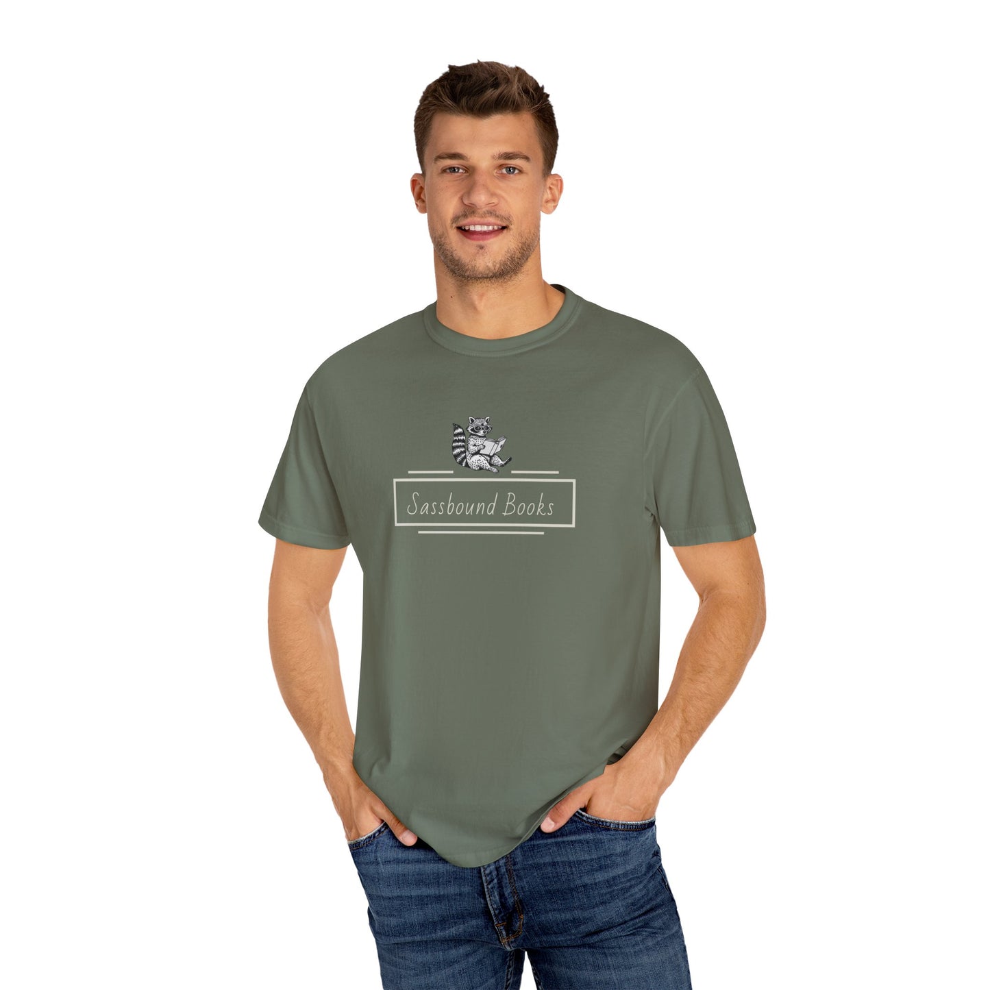 Sassbound Books Unisex T-shirt w/ White Logo - Perfect for Cat Lovers and Bookworms