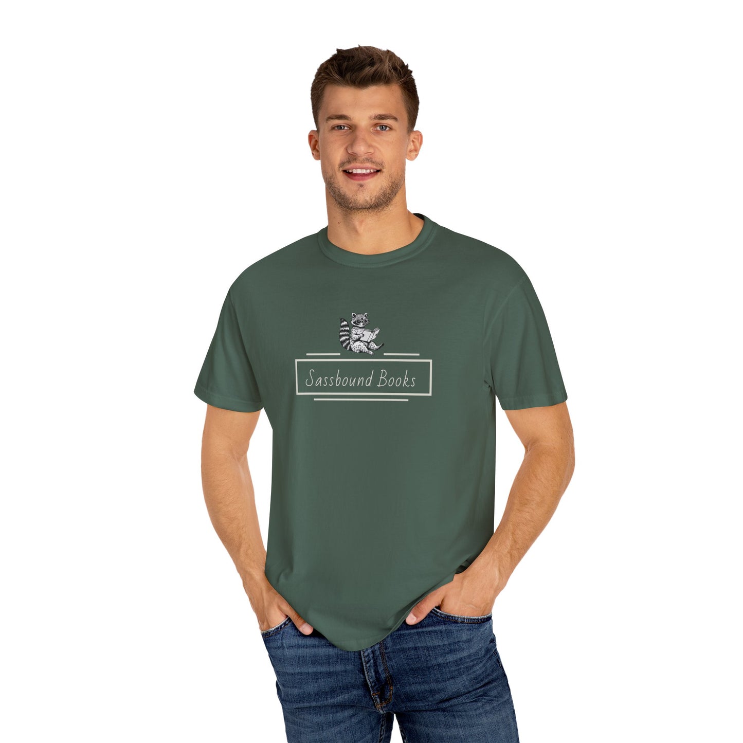 Sassbound Books Unisex T-shirt w/ White Logo - Perfect for Cat Lovers and Bookworms