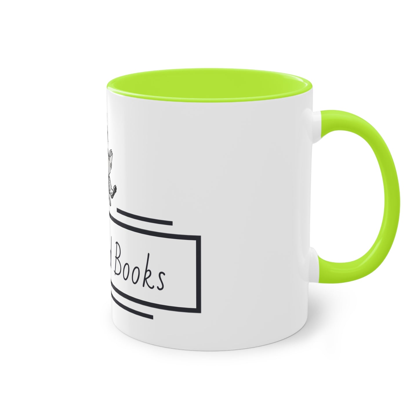 Sassbound Books Two-Tone Coffee Mug - 11oz Reading Raccoon Design