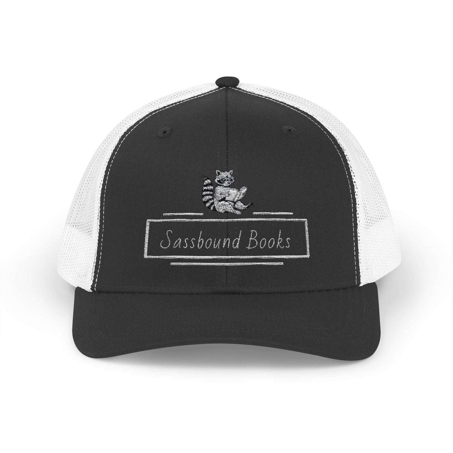 Sassbound Books Snapback Trucker Cap - Fun Raccoon Design for Book Lovers