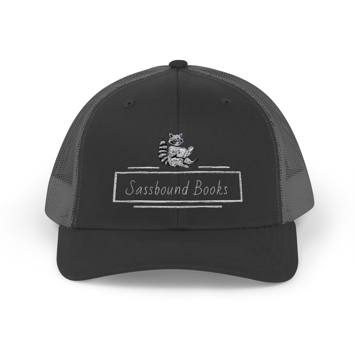 Sassbound Books Snapback Trucker Cap - Fun Raccoon Design for Book Lovers