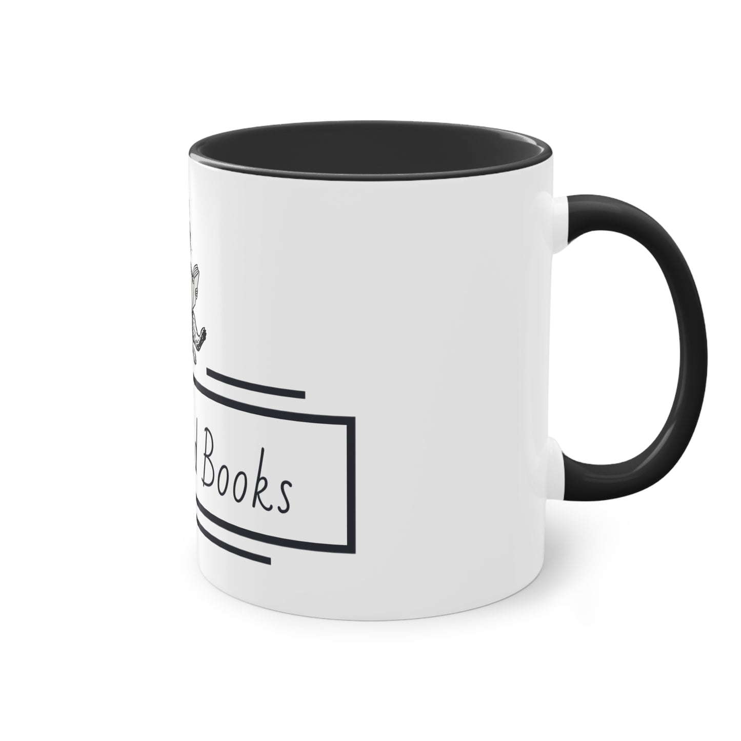 Sassbound Books Two-Tone Coffee Mug - 11oz Reading Raccoon Design