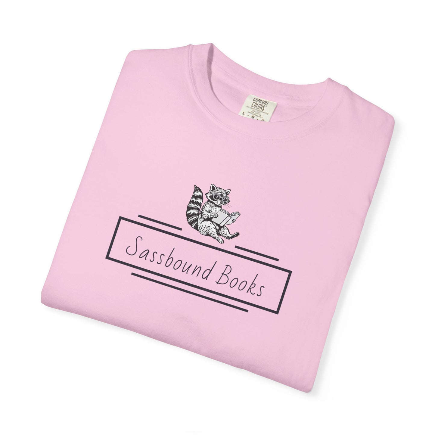 Sassbound Books Unisex T-shirt w/ Black Logo - Perfect for Cat Lovers and Bookworms