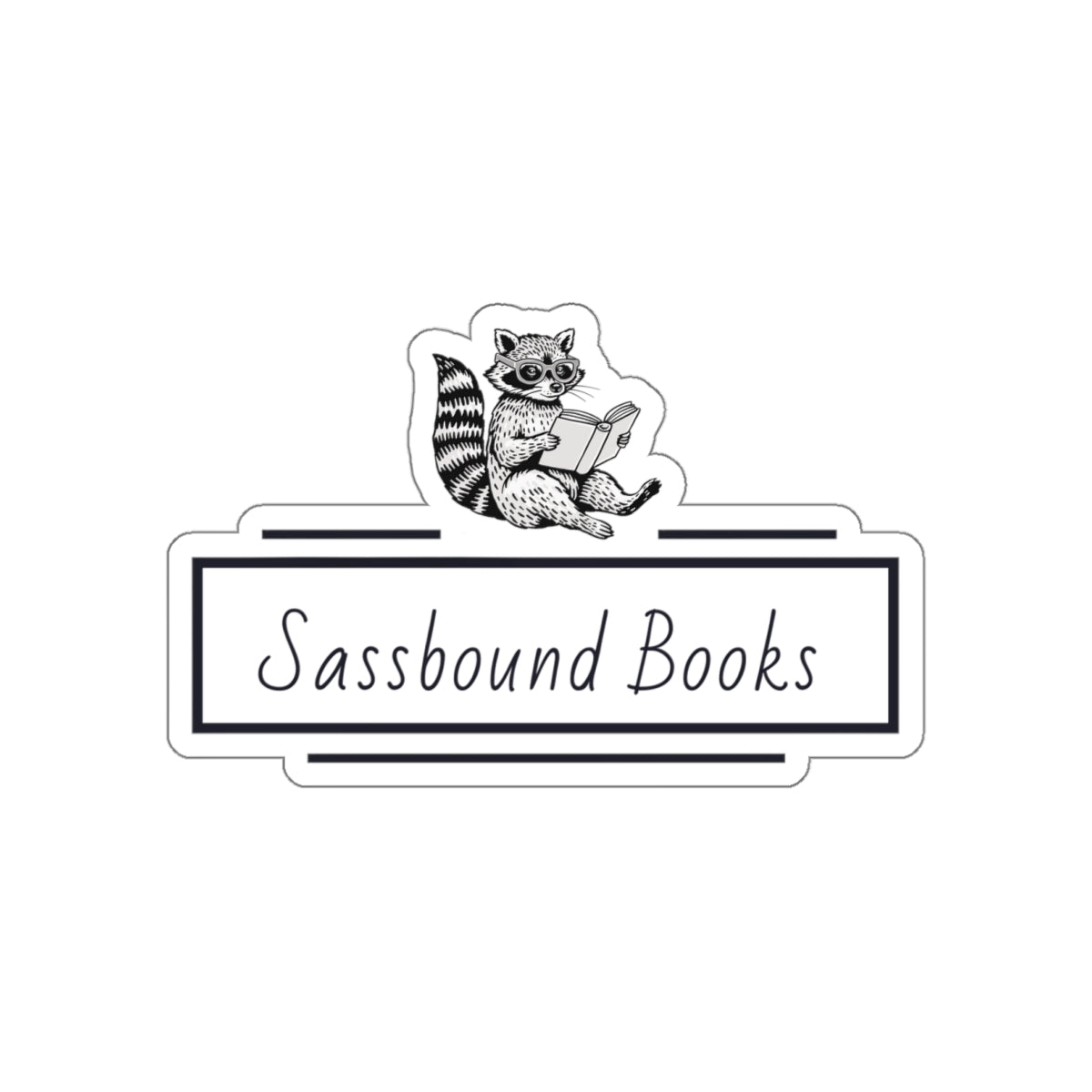 Sassbound Books Die-Cut Stickers | Cute Raccoon Design | Perfect for Laptops & Journals