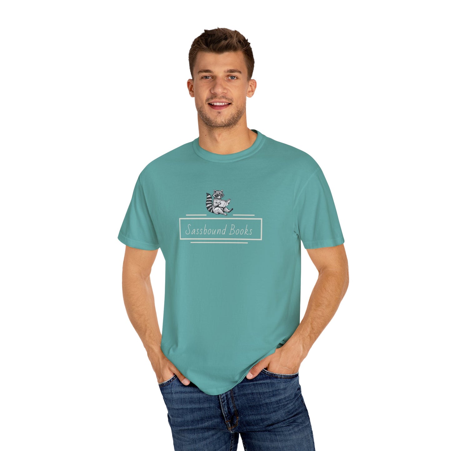 Sassbound Books Unisex T-shirt w/ White Logo - Perfect for Cat Lovers and Bookworms
