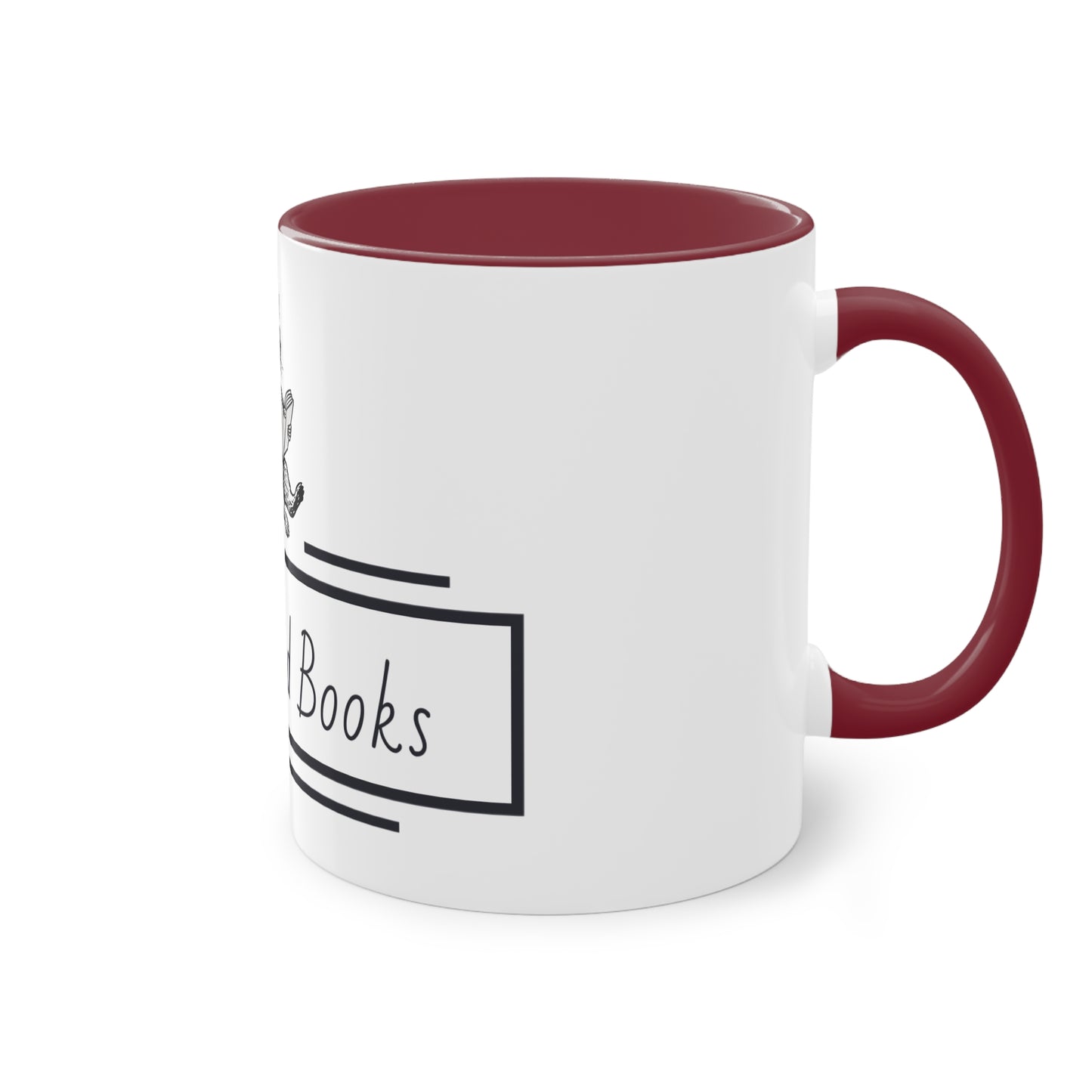 Sassbound Books Two-Tone Coffee Mug - 11oz Reading Raccoon Design