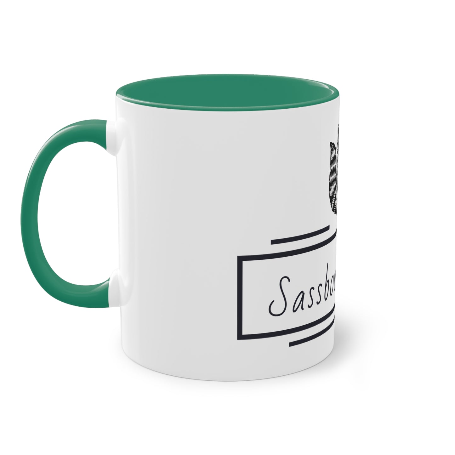 Sassbound Books Two-Tone Coffee Mug - 11oz Reading Raccoon Design