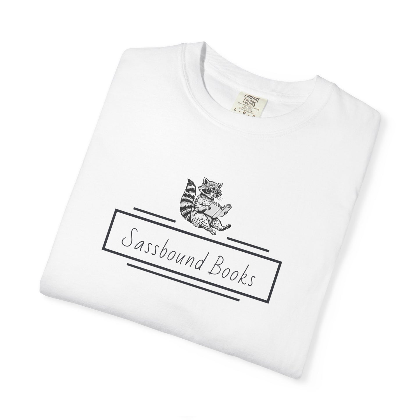 Sassbound Books Unisex T-shirt w/ Black Logo - Perfect for Cat Lovers and Bookworms