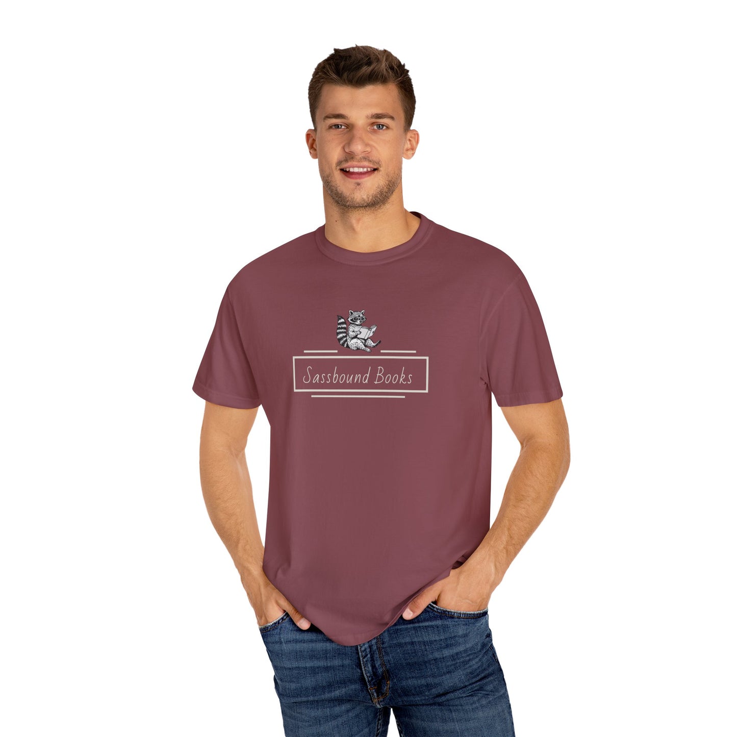 Sassbound Books Unisex T-shirt w/ White Logo - Perfect for Cat Lovers and Bookworms
