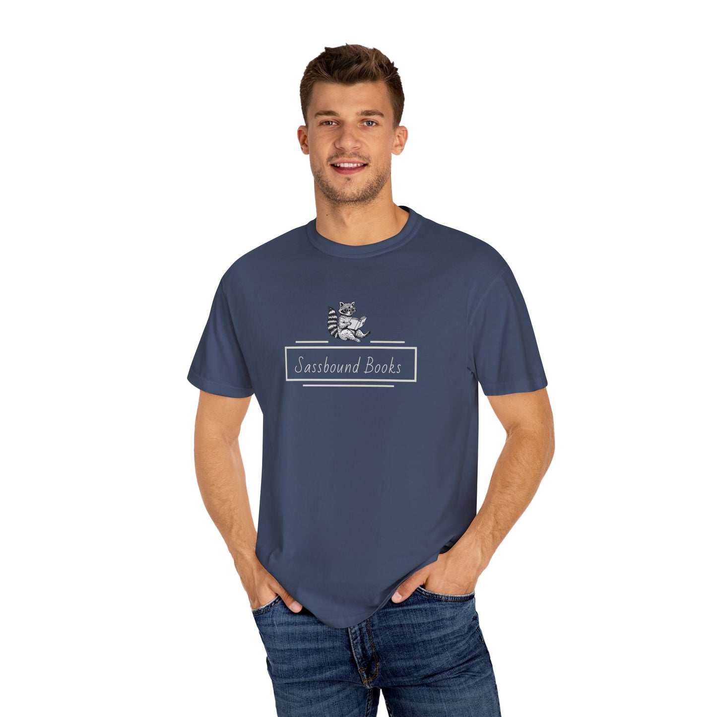 Sassbound Books Unisex T-shirt w/ White Logo - Perfect for Cat Lovers and Bookworms