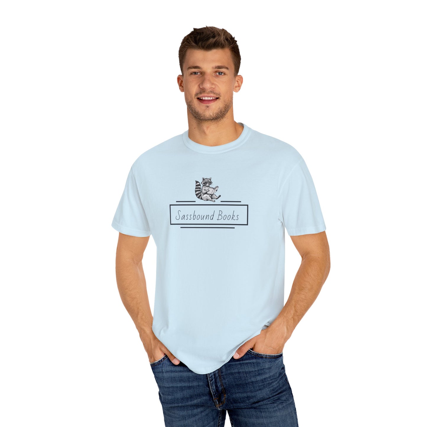 Sassbound Books Unisex T-shirt w/ Black Logo - Perfect for Cat Lovers and Bookworms