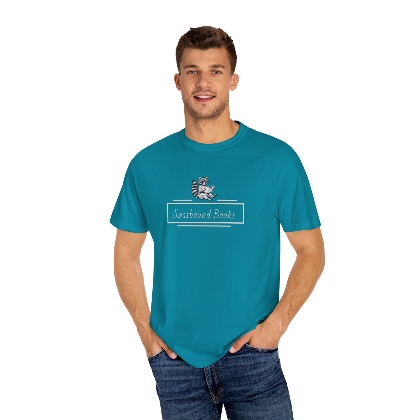 Sassbound Books Unisex T-shirt w/ White Logo - Perfect for Cat Lovers and Bookworms