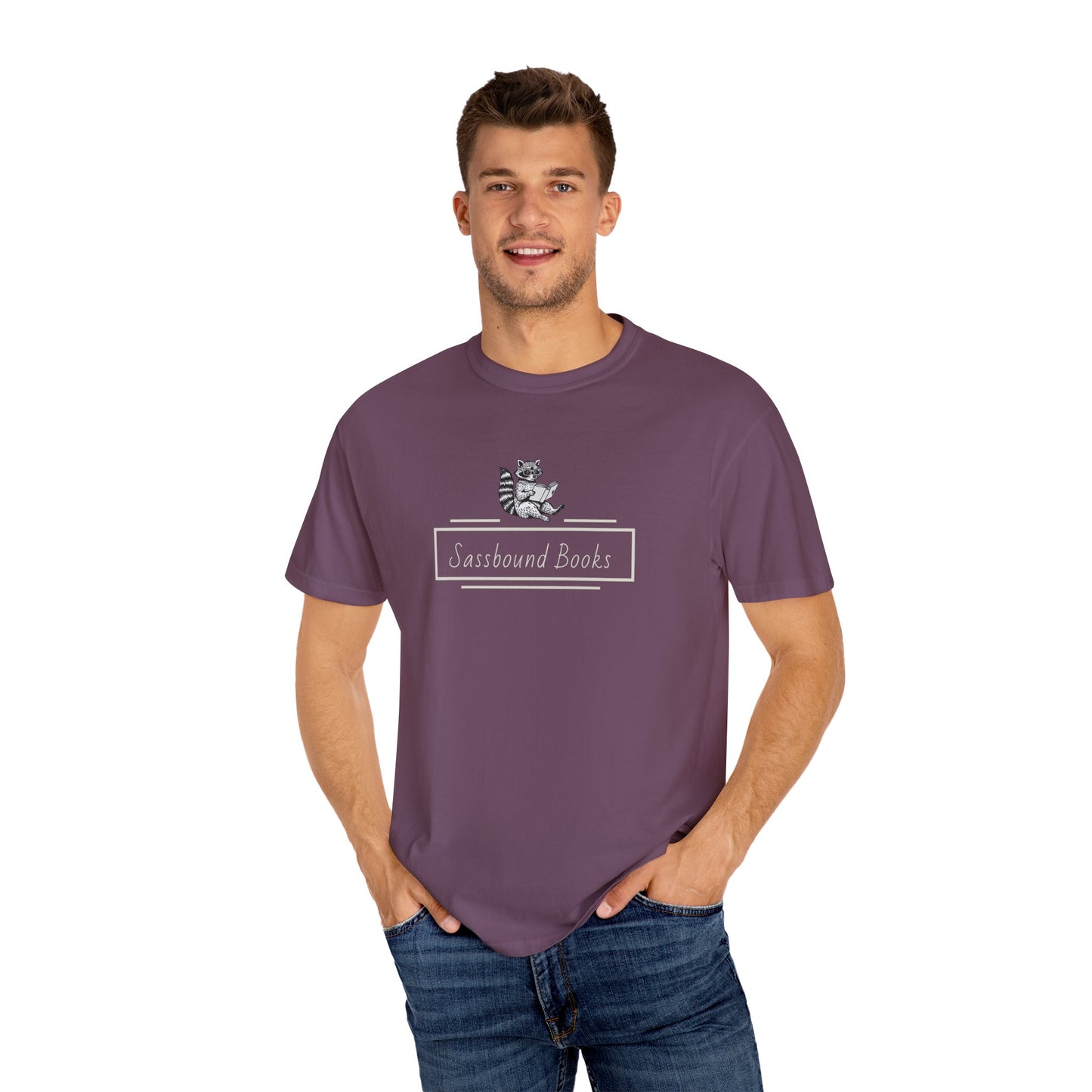 Sassbound Books Unisex T-shirt w/ White Logo - Perfect for Cat Lovers and Bookworms